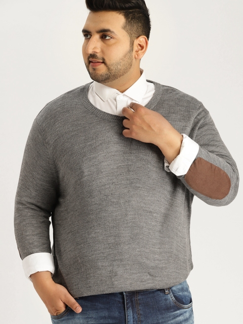 

Sztori Plus Size Men Grey Solid Pullover
