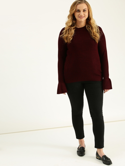 

Sztori Plus Size Women Maroon Solid Pullover