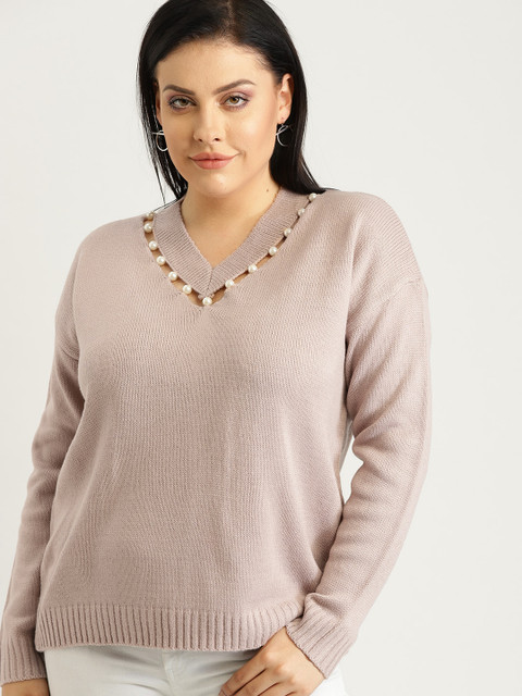 

Sztori Plus Size Women Dusty Pink Solid Pullover