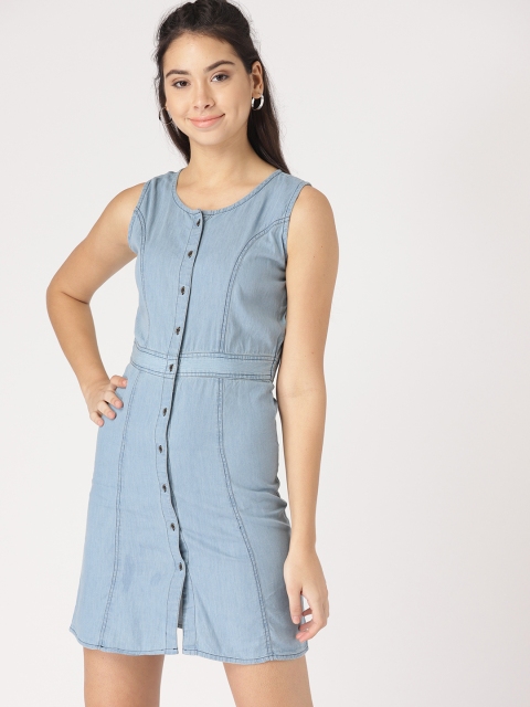 

DressBerry Women Blue Solid Chambray Shirt Dress