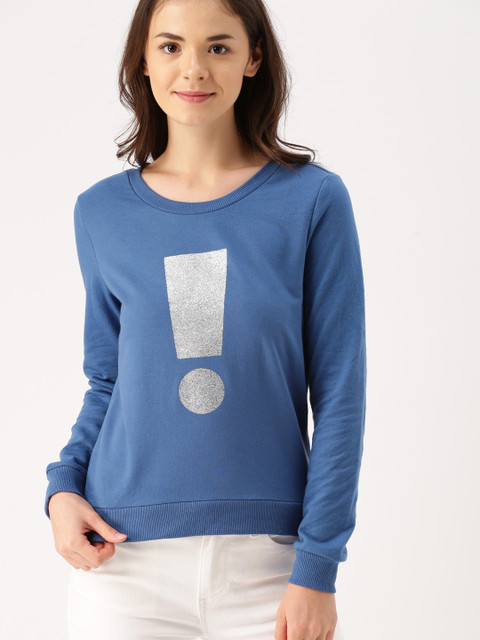 

DressBerry Move Women Blue Printed Sweatshirt