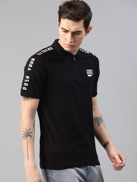 

HRX by Hrithik Roshan Men Active Athleisure Black Solid Polo Collar T-shirt