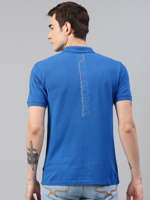 

HRX by Hrithik Roshan Men Blue Solid Polo Collar T-shirt