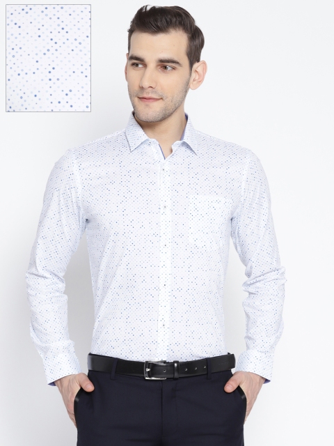 

Van Heusen Men White & Blue Slim Fit Printed Formal Shirt