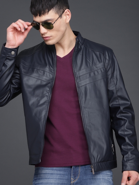 

WROGN Men Navy Blue Solid Tailored Jacket