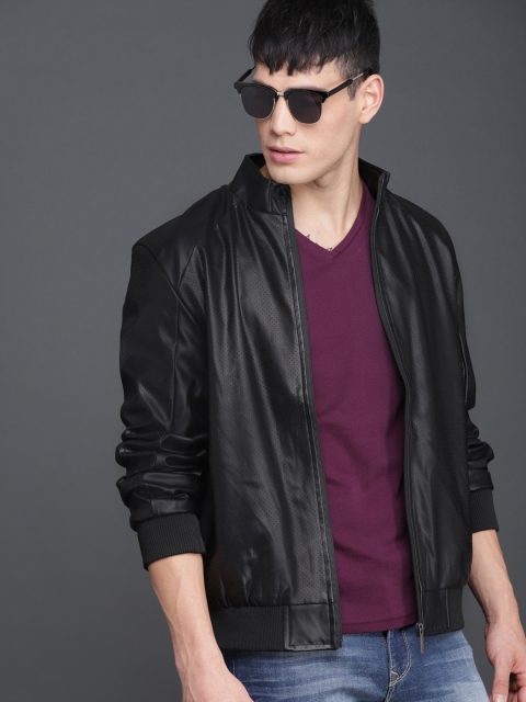 

WROGN Men Black Solid Bomber Jacket