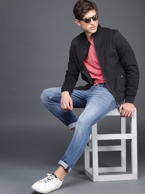 

WROGN Men Black Solid Open Front Jacket