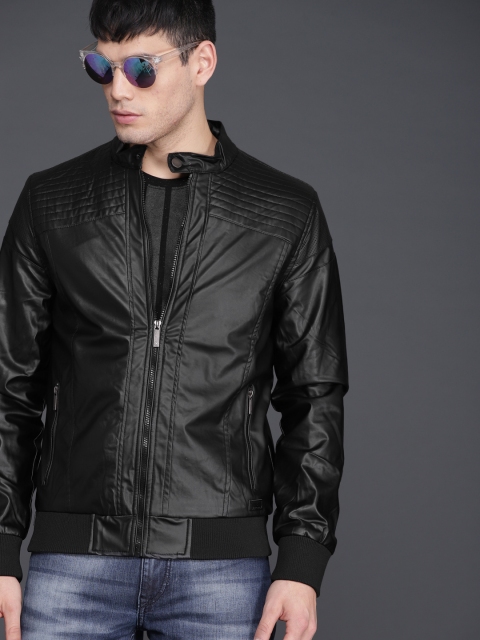 

WROGN Men Black Solid Biker Jacket
