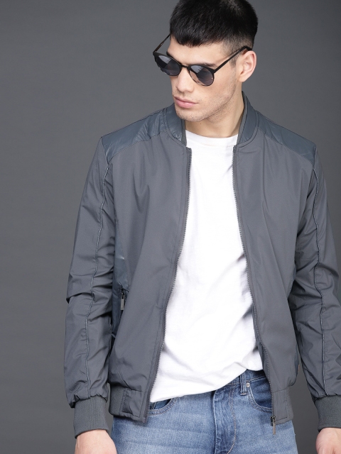 

WROGN Men Grey Solid Bomber