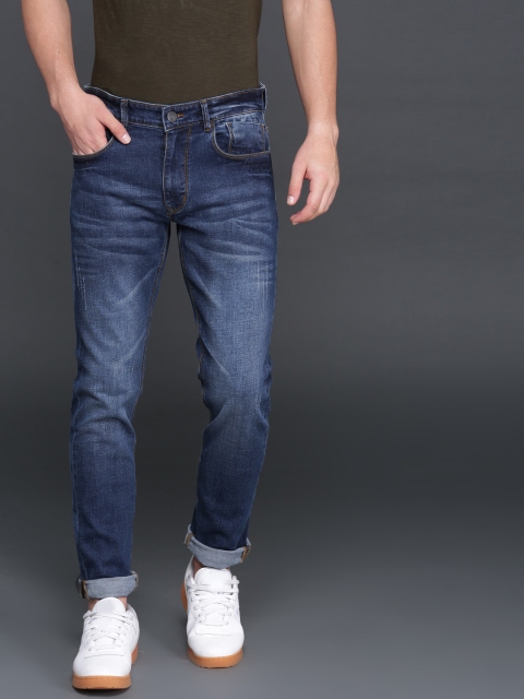 

WROGN Men Blue Slim Fit Mid-Rise Mildly Distressed Jeans