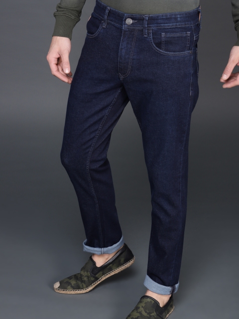 

WROGN Men Navy Blue Slim Fit Mid-Rise Clean Look Stretchable Jeans
