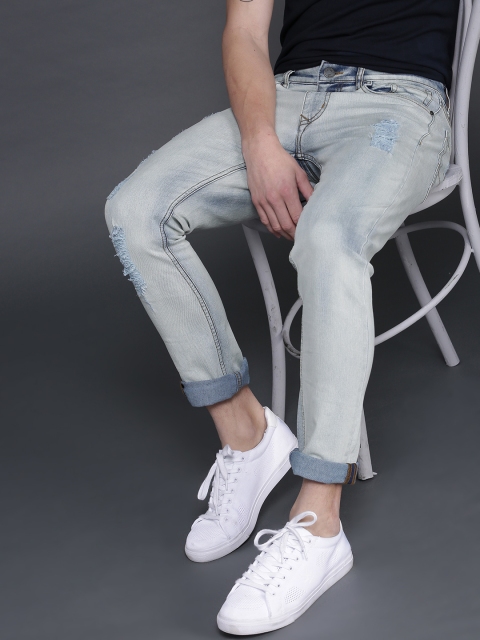 

WROGN Men Blue Skinny Fit Mid-Rise Mildly Distressed Stretchable Jeans