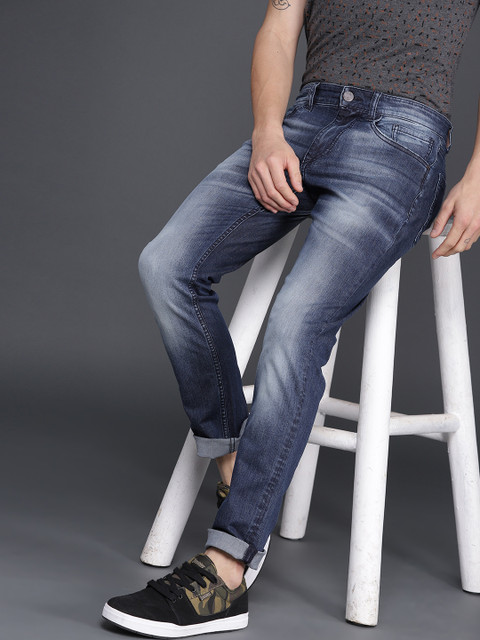 

WROGN Men Blue Slim Fit Mid-Rise Clean Look Stretchable Jeans