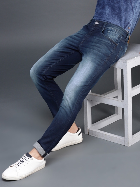 

WROGN Men Navy Blue Slim Fit Mid-Rise Clean Look Stretchable Jeans