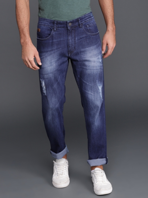 

WROGN Men Blue Slim Fit Mid-Rise Mildly Distressed Stretchable Jeans