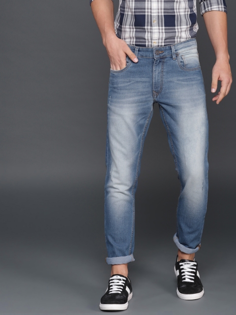 

WROGN Men Blue Slim Fit Mid-Rise Low Distress Stretchable Jeans
