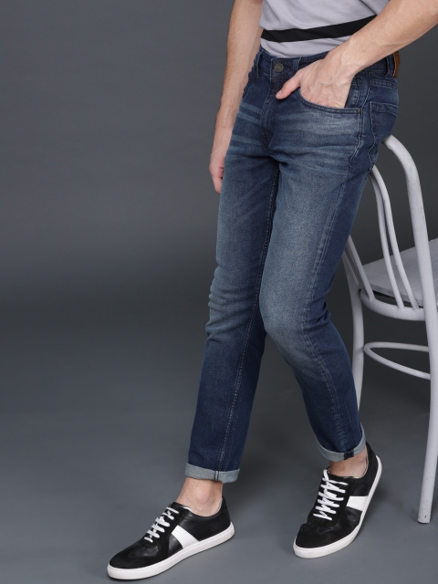 

WROGN Men Navy Blue Slim Fit Mid-Rise Clean Look Stretchable Jeans