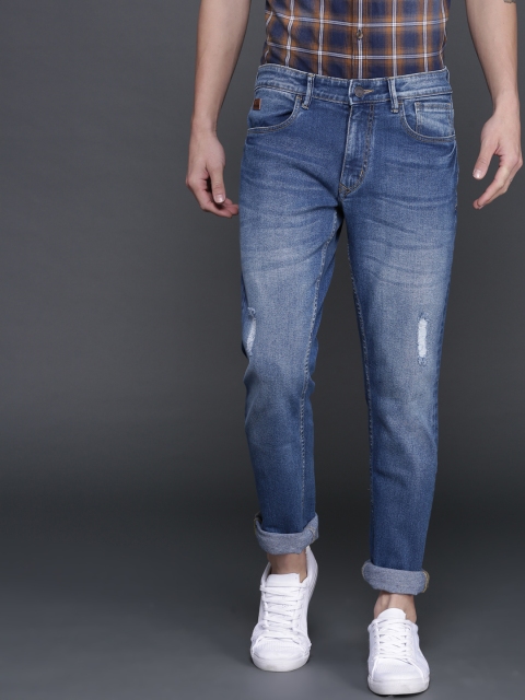 

WROGN Men Blue Slim Fit Mid-Rise Mildly Distressed Stretchable Jeans