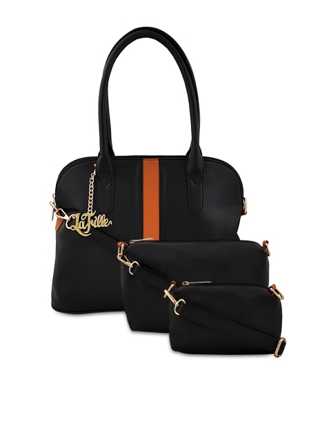 

LaFille Black Set Of 3 Solid Handheld Bag