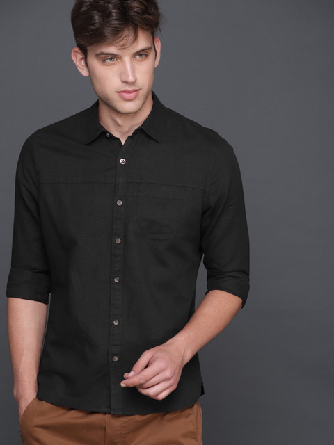 

WROGN Men Black Slim Fit Solid Casual Shirt