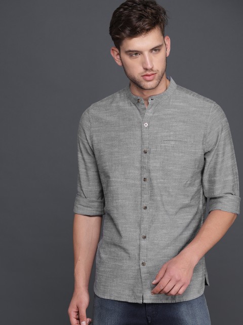 

WROGN Men Grey Smart Regular Fit Solid Casual Shirt