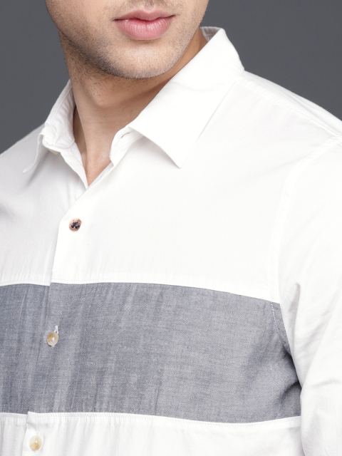 

WROGN Men White Slim Fit Solid Casual Shirt