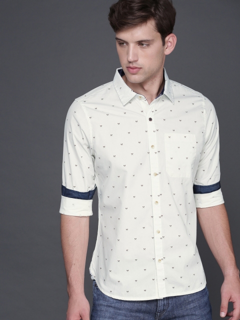 

WROGN Men Off-White Slim Fit Printed Casual Shirt