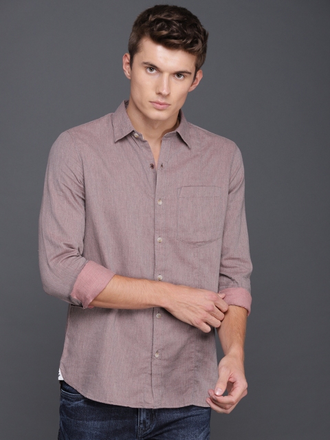 

WROGN Men Dusty Pink Smart Regular Fit Solid Casual Shirt