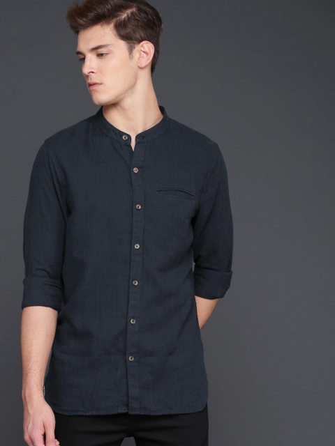 

WROGN Men Navy Blue Regular Fit Solid Casual Shirt