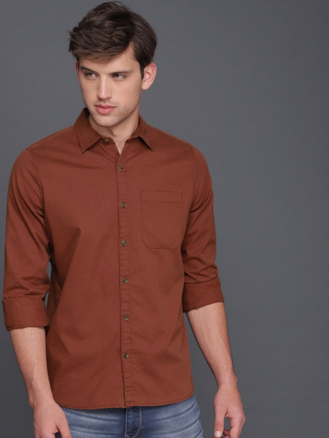 

WROGN Men Rust Smart Regular Fit Solid Casual Shirt