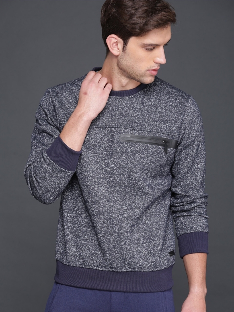 

WROGN Men Navy Blue Solid Sweatshirt