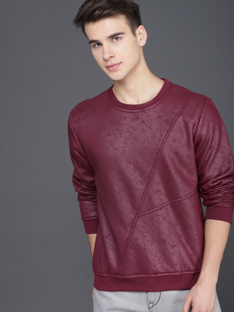 

WROGN Men Maroon Solid Sweatshirt