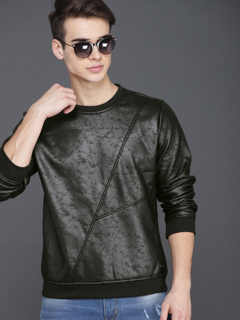 

WROGN Men Black Solid Sweatshirt