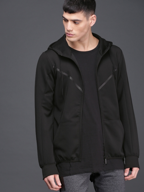 

WROGN Men Black Solid Hooded Sweatshirt