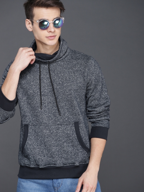 

WROGN Men Navy Blue Solid Sweatshirt