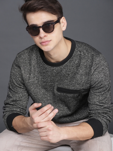 

WROGN Men Black Solid Sweatshirt