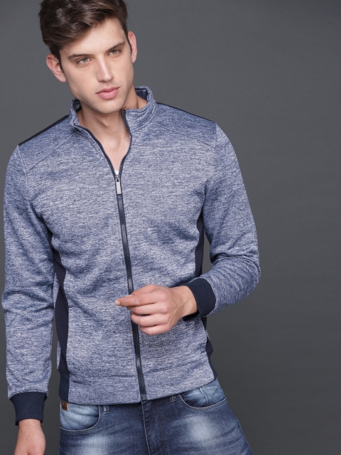 

WROGN Men Navy & Grey Solid Sweatshirt, Navy blue