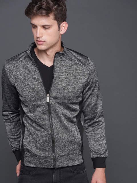 

WROGN Men Charcoal Grey Solid Sweatshirt