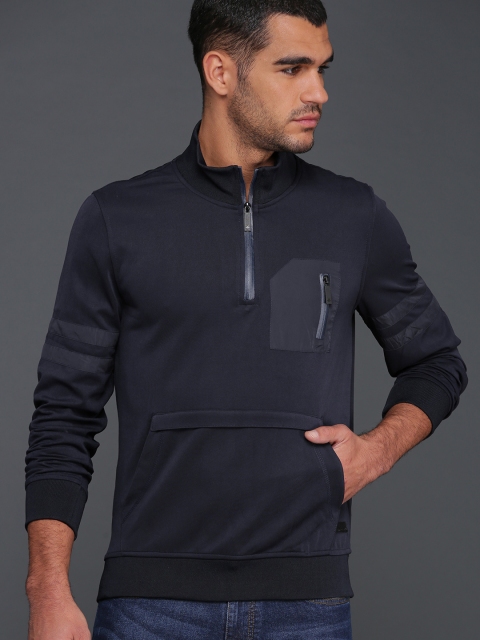 

WROGN Men Navy Blue Solid Sweatshirt