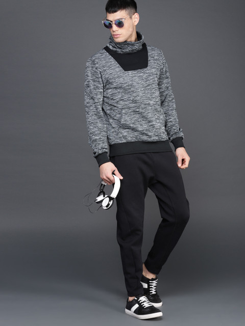 

WROGN Men Charcoal Grey Solid Sweatshirt