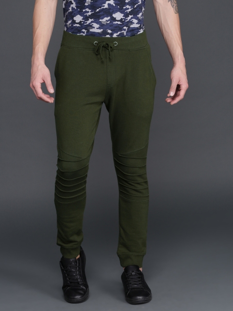 

WROGN Men Olive Green Slim Fit Solid Joggers