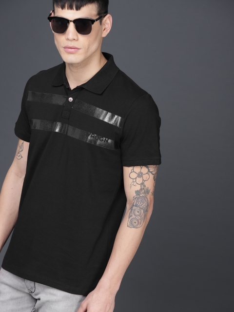 

WROGN Men Black Solid Polo Collar T-shirt