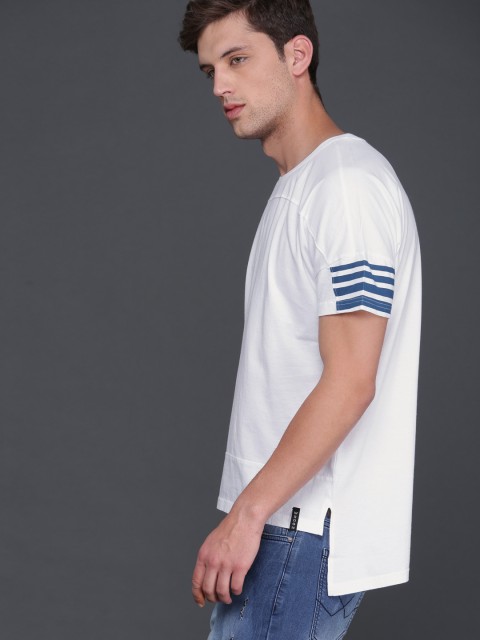 

WROGN Men White Solid Round Neck T-shirt