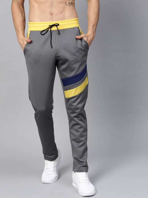 

HRX by Hrithik Roshan Men Grey Striped Running Track Pants