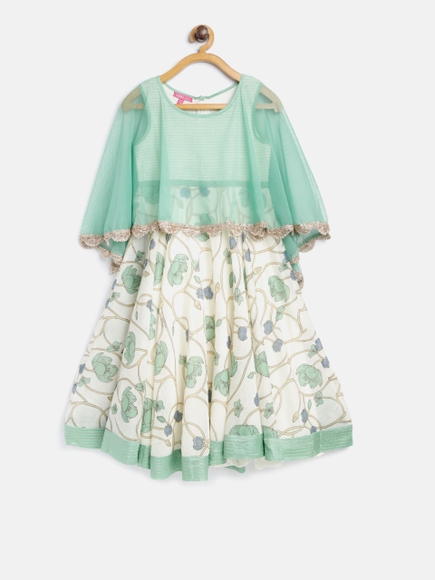 

Biba Girls Green & Off-White Printed Fit & Flare Dress