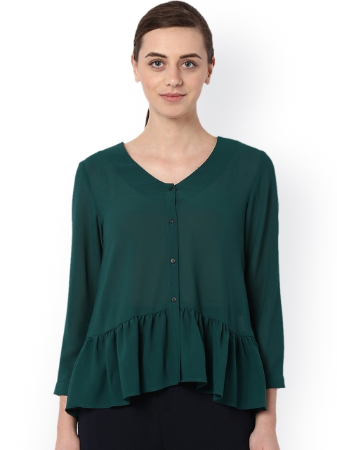 

Van Heusen Woman Green Solid Peplum Top