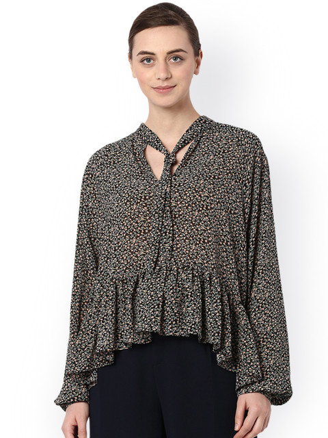 

Van Heusen Woman Black Printed High-Low Top