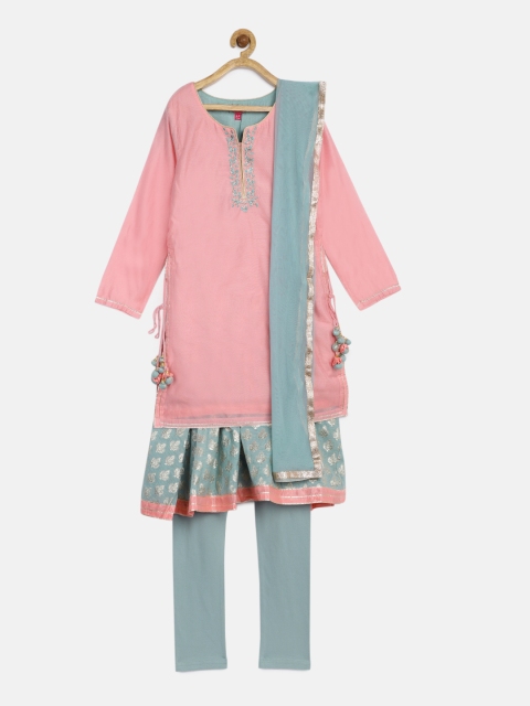 

Biba Girls Pink Layered Kurta Set