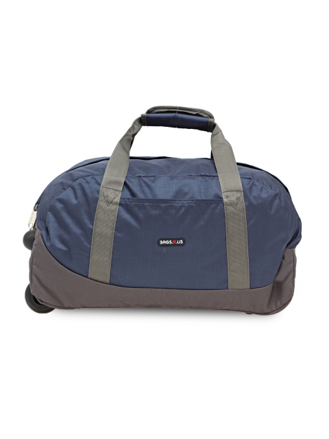 

Bags.R.us Unisex Grey & Navy Blue Textured 34L Cabin Trolley Duffel Bag