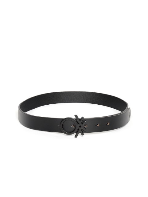 

United Colors of Benetton Men Black Solid Leather Belt